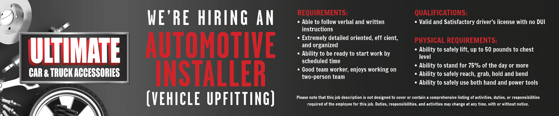 Graphic of Ultimate Car & Truck hiring banner